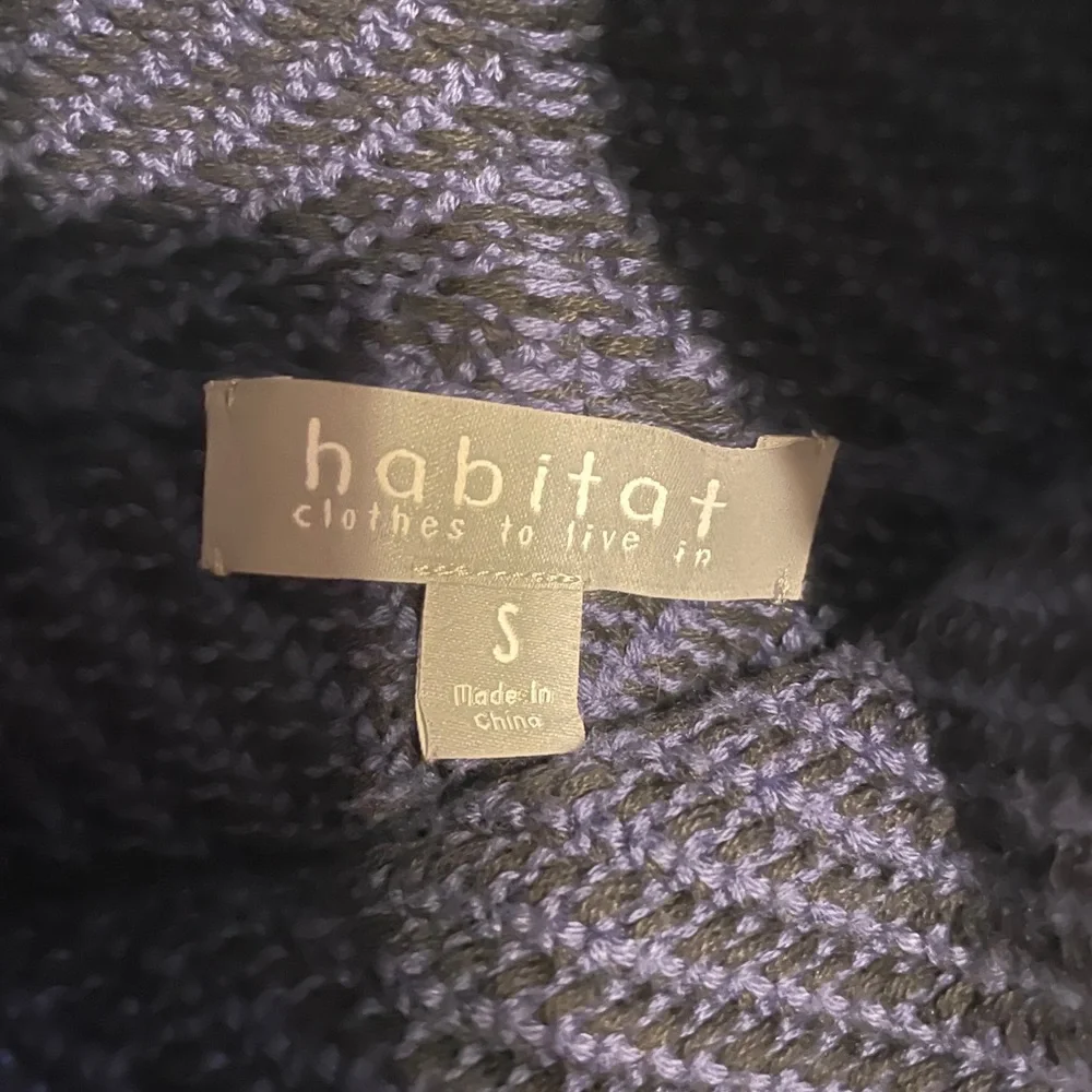 Habitat Clothes To Live In Navy Blue Cotton Knit Button Front Funnel Neck Vest S